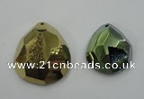 NGP1132 40*45 - 50*55mm faceted teardrop plated druzy agate pendants