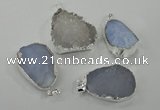 NGP1135 25*35mm - 40*45mm freeform druzy agate pendants with brass setting