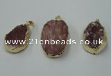 NGP1141 25*35mm - 40*45mm freeform druzy agate pendants with brass setting