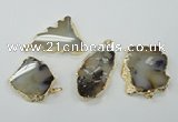 NGP1146 25*35mm - 40*60mm freeform agate pendants with brass setting