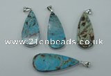 NGP1157 20*40mm - 25*50mm freeform ocean agate pendants with brass setting