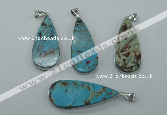 NGP1157 20*40mm - 25*50mm freeform ocean agate pendants with brass setting