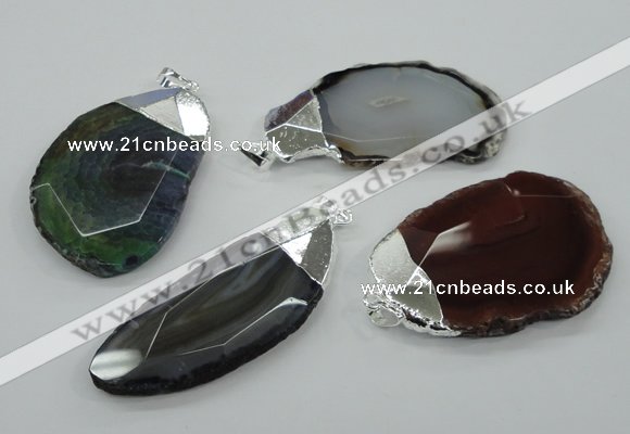 NGP1159 35*50mm - 50*70mm freeform agate pendants with brass setting