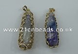 NGP1160 18*60mm - 20*65mm freeform agate pendants with brass setting