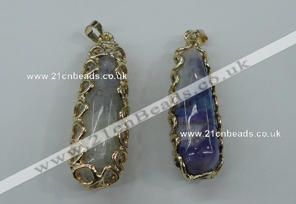 NGP1160 18*60mm - 20*65mm freeform agate pendants with brass setting