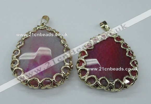 NGP1162 50*55mm - 52*60mm freeform agate pendants with brass setting