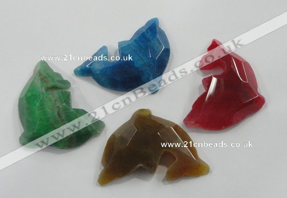 NGP1219 35*55mm carved fish agate gemstone pendants wholesale