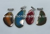 NGP1230 35*65mm - 45*70mm freeform agate pendants with brass setting