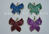 NGP1281 45*48mm butterfly agate pendants with brass setting