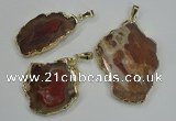 NGP1283 25*40mm – 40*55mm freeform agate pendants with brass setting