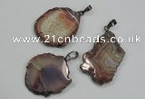 NGP1284 30*40mm – 35*45mm freeform agate pendants with brass setting