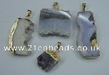 NGP1285 20*25mm – 35*45mm freeform druzy agate pendants with brass setting