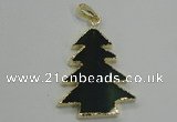 NGP1290 35*45mm leaf green agate pendants with brass setting