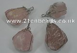 NGP1292 18*30mm – 25*35mm nuggets rose quartz pendants