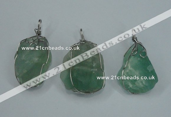 NGP1293 18*30mm – 25*35mm nuggets green fluorite pendants