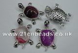 NGP1295 43*60mm tortoise agate pendants with crystal pave alloy settings