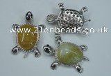 NGP1296 43*60mm tortoise agate pendants with crystal pave alloy settings