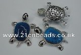 NGP1298 43*60mm tortoise agate pendants with crystal pave alloy settings