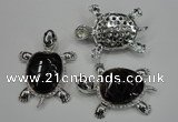 NGP1300 43*60mm tortoise agate pendants with crystal pave alloy settings