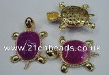 NGP1303 43*60mm tortoise agate pendants with crystal pave alloy settings