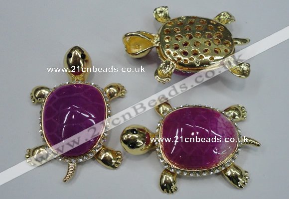 NGP1303 43*60mm tortoise agate pendants with crystal pave alloy settings