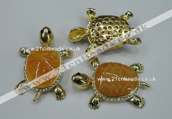 NGP1304 43*60mm tortoise agate pendants with crystal pave alloy settings