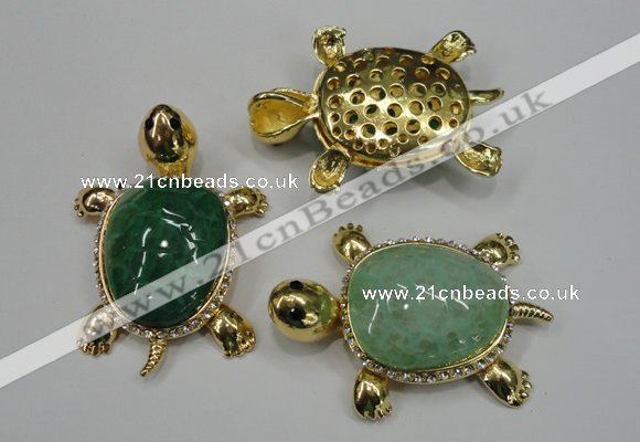 NGP1306 43*60mm tortoise agate pendants with crystal pave alloy settings