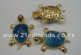 NGP1307 43*60mm tortoise agate pendants with crystal pave alloy settings