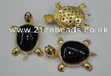 NGP1308 43*60mm tortoise agate pendants with crystal pave alloy settings