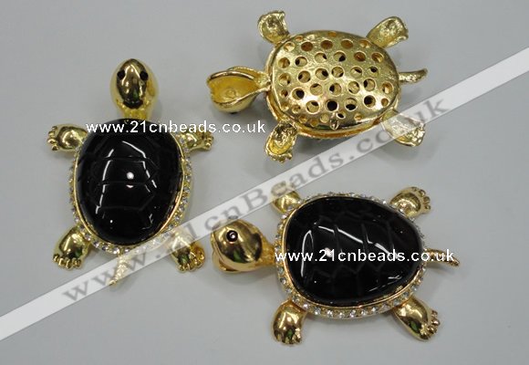 NGP1308 43*60mm tortoise agate pendants with crystal pave alloy settings