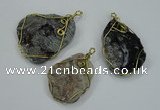 NGP1316 30*40mm - 35*50mm freeform agate pendants with brass setting