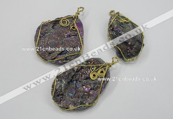 NGP1317 30*40mm - 35*50mm freeform agate pendants with brass setting