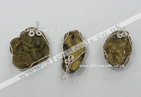 NGP1320 30*40mm - 45*55mm freeform agate pendants with brass setting