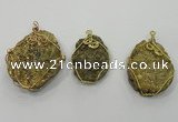 NGP1321 30*40mm - 45*60mm freeform agate pendants with brass setting