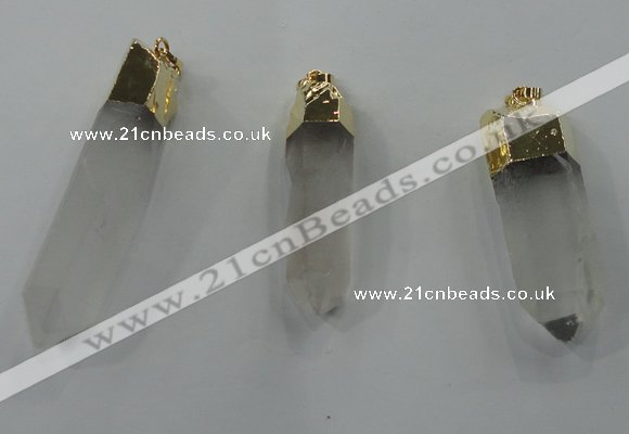 NGP1351 10*45mm - 15*65mm faceted nuggets white crystal pendants