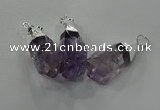 NGP1353 15*30mm - 18*40mm faceted nuggets amethyst pendants