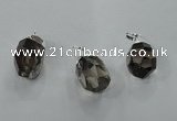 NGP1355 15*25mm - 18*30mm faceted nuggets smoky quartz pendants