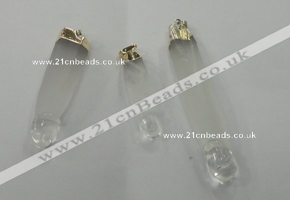 NGP1359 10*45mm - 15*75mm carved white crystal pendants