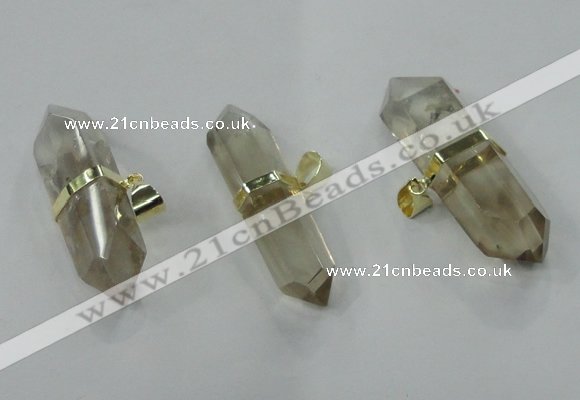 NGP1362 12*35mm - 16*55mm faceted nuggets smoky quartz pendants