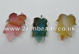 NGP1365 30*40mm - 35*45mm leaf agate pendants with brass setting