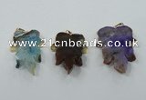 NGP1367 30*40mm - 35*45mm leaf agate pendants with brass setting