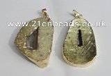 NGP1386 35*40mm - 40*50mm freeform plated druzy agate pendants