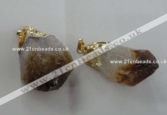 NGP1388 18*35mm - 20*50mm nuggets citrine gemstone pendants