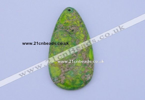 NGP139 2pcs 30*60mm teardrop dyed imperial jasper gemstone pendants