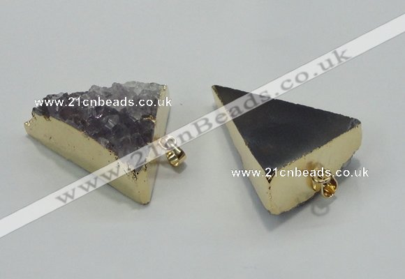 NGP1401 30*35mm - 35*40mm triangle druzy amethyst pendants wholesale