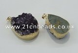 NGP1402 22*35mm - 30*40mm freeform druzy amethyst pendants wholesale