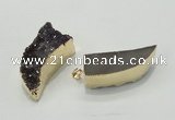 NGP1403 18*40mm - 25*45mm horn druzy amethyst pendants wholesale