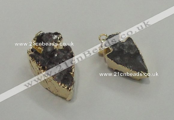 NGP1405 15*25mm - 20*35mm arrowhead druzy amethyst pendants wholesale