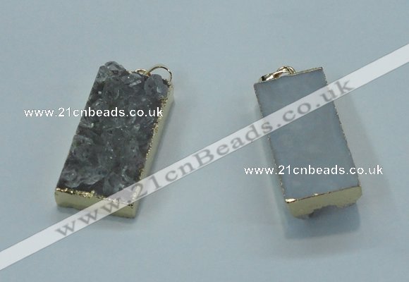 NGP1408 15*30mm - 18*35mm rectangle druzy amethyst pendants wholesale