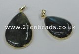 NGP1409 22*30mm - 25*35mm flat teardrop labradorite pendants wholesale